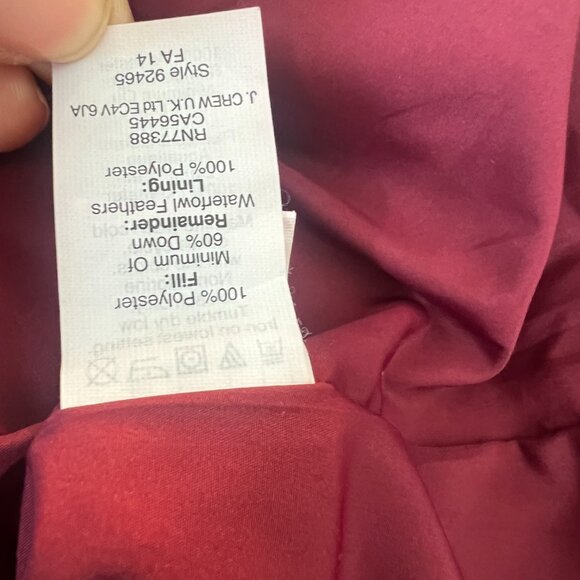 J Crew Vest Women's Small Quilted Down Puffer Maroon Full Zip Sleeveless - Picture 7 of 7